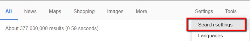 Google Search settings